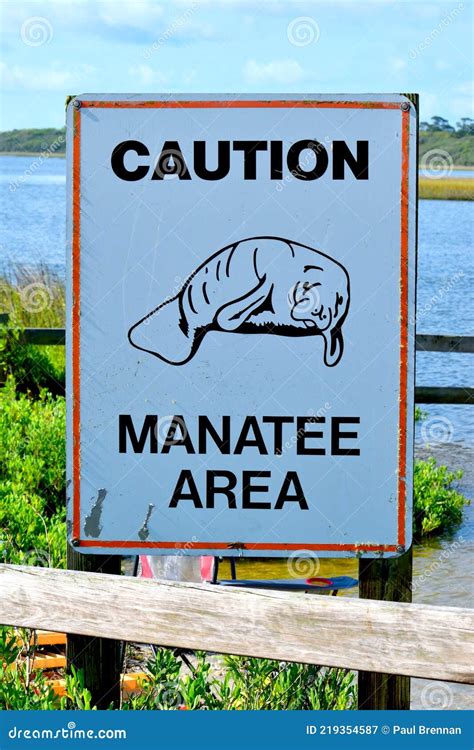 Caution Manatee Area Sign Stock Image Image Of Animal 219354587