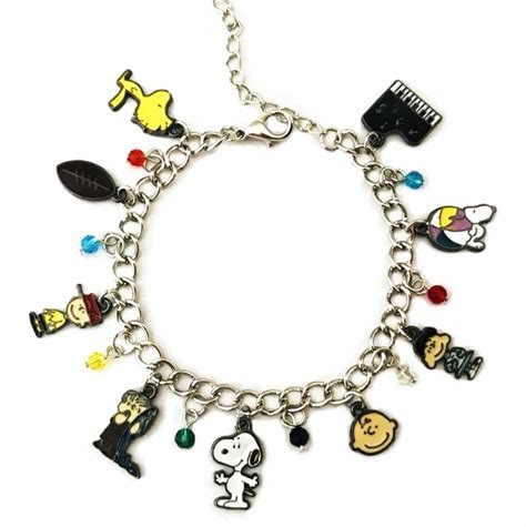 Snoopy And Friends Peanuts Theme Silvertone Charm Bracelet