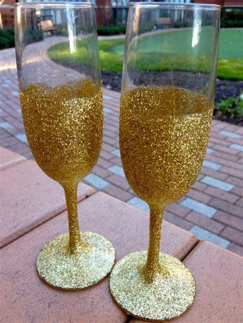 Diy Glitter Champagne Glasses A Touch Of Teal