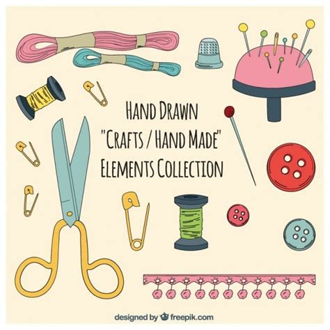 Crafts Elements Collection Hand Drawn Vector Free Download