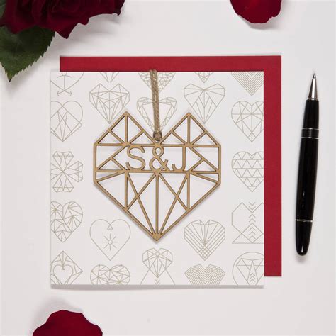 Geometric Heart Valentines Card By Aliroo