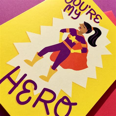 Youre My Hero Card Thanks Card Card For Her Thank Etsy