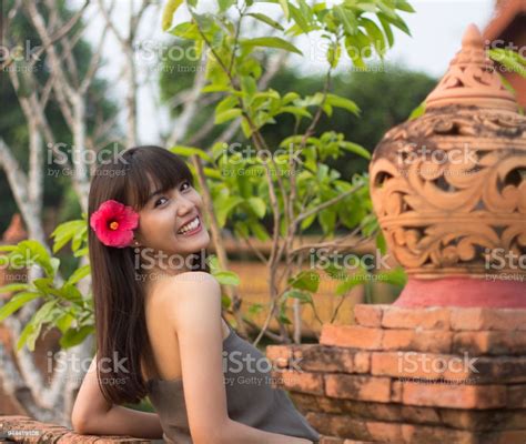 Beautiful Young Thai Girl With Thai Style Dressing Ayutthaya Thailand