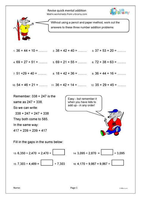 revise quick mental addition addition for year 6 age 10