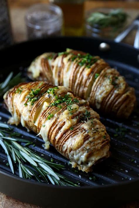 Sliced Baked Potato Hasselback With Rosemary And Gruyere Pickled Plum