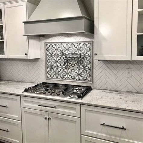 Design Inspiration Encaustic Tile Backsplash Gem Cabinets New House