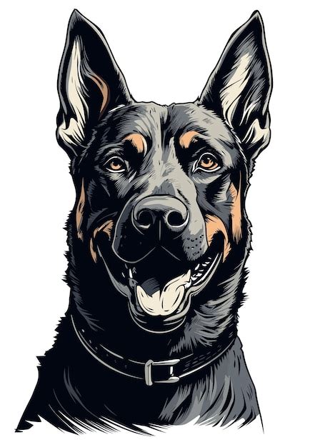 Premium Vector German Shepherd Dog Head Illustration