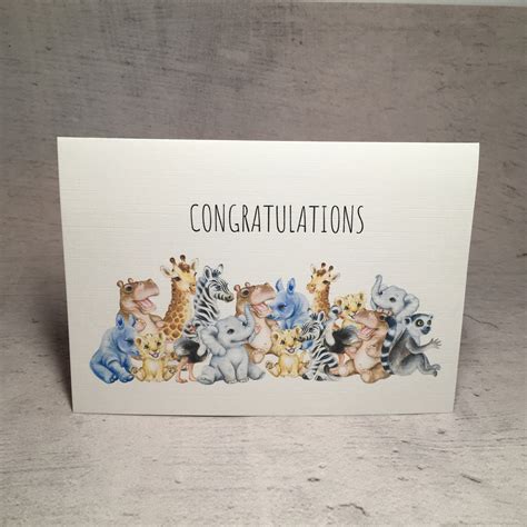 Congratulations Card Baby Animal Theme Etsy