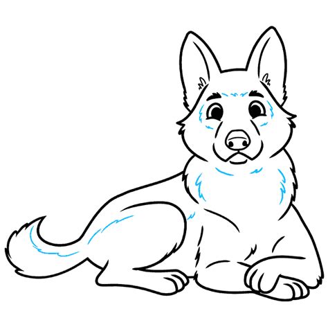 How To Draw A Cute German Shepherd Dog Really Easy Drawing Tutorial