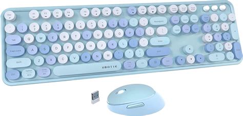 Ubotie Colorful Computer Wireless Keyboard Mouse Combos Typewriter Flexible Keys Office Full