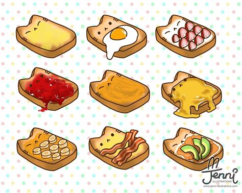 Cat Toast Is So Cute Cute Animal Drawings Kawaii Cute Easy Drawings