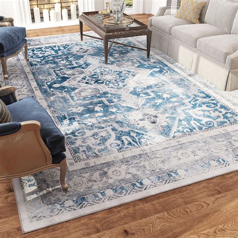 Montvoo Area Rug Carpet 8x10 Vintage Retro Machine Washable Area Rugs