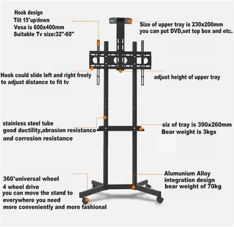 Updated Tv Floor Stand Mobile Rack Mount Tv Rack Buy Tv Floor Stand