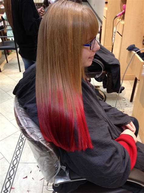 Red Dip Died Hair Colored Tips Red Hair Hairbyashleyspadano Long