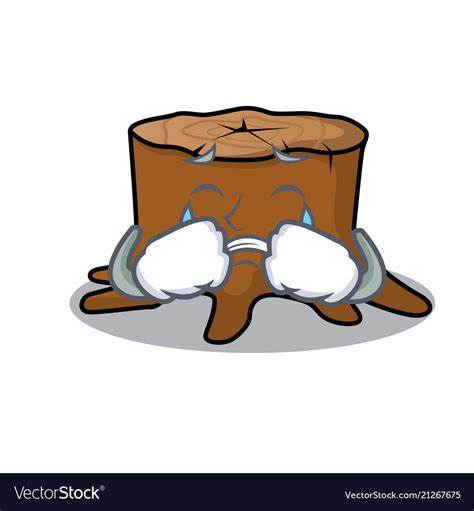 Crying Tree Stump Mascot Cartoon Royalty Free Vector Image