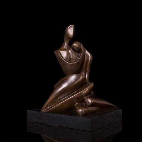 Atlie Bronzes Nouveau Art Abstract Bronze Sculpture Hot Cast Polishing Brass Antiques Mother