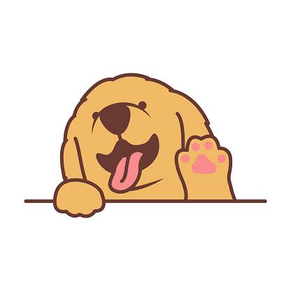 Please follow them #they are very good. Cute Golden Retriever Puppy Waving Paw Cartoon Vector ...