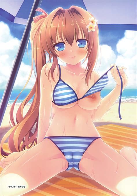 Narumi Yuu Bunbukudou Absurdres Highres 1girl Beach Beach Umbrella Bikini Blue Bikini