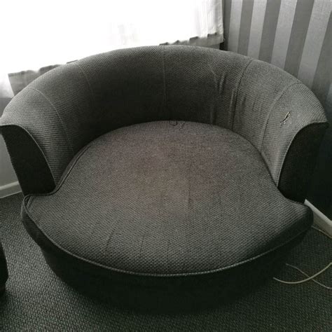 Free Swivel Cuddle Chair And Matching 2 Seater Sofa In Dark Grey In