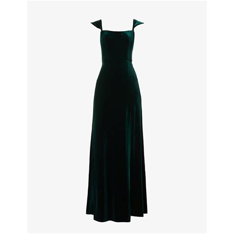 Jenny Yoo Issa Off Shoulder Velvet Maxi Dress Emerald Editorialist