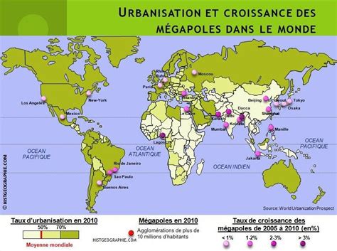 Carte De La Croissance Des Mégapoles à Léchelle Mondiale Les Grandes