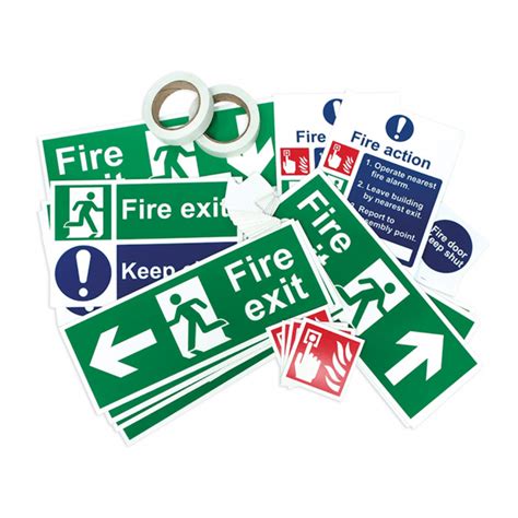 Fire Safety Signage Pack Photoluminescent Non Adhesive 1mm Rigid Pvc