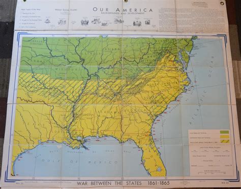Vintage School Wall Map The War Between The States Etsy