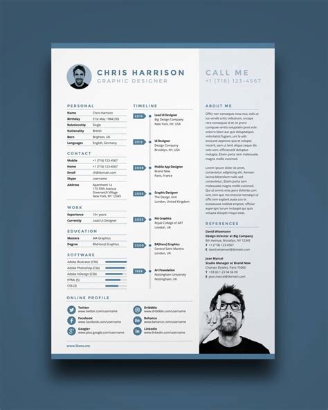 13 Photoshop Illustrator And Indesign Resume Templates