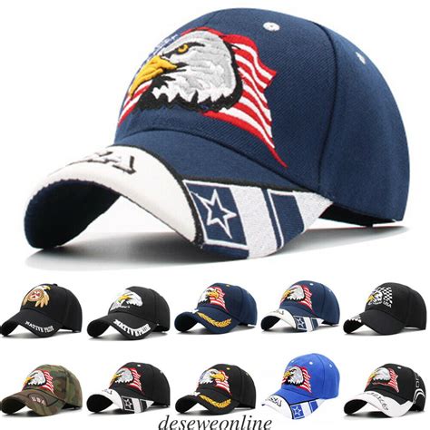 Sunsiom American Bald Eagle Shadow Flag Embroidered Baseball Cap Hat