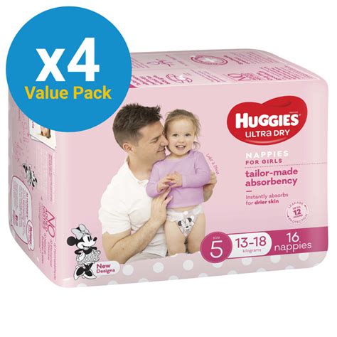 Buy Huggies Ultra Dry Walker Girl Nappies Value Box Size 5 64 At