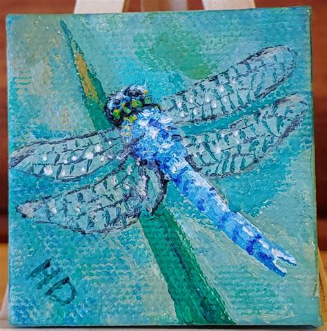 Blue Dragonfly 01 2x2 Daniel Art And Yarn