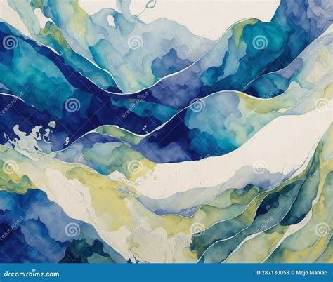 Fluid Horizons Ai Generated Abstract Watercolors Stock Illustration