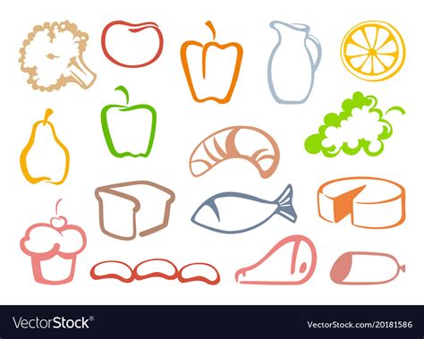 Outlines Food Icons Royalty Free Vector Image Vectorstock