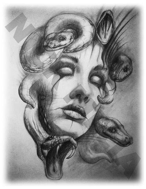 Medusa Art Pencil Drawing Mythology Print Etsy Medusa Art Medusa Tattoo Medusa Tattoo Design
