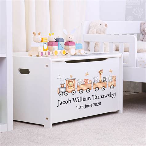 Personalised Toy Box Brown Train Childrens Storage Box The Laser
