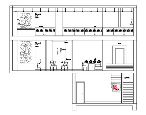 Cafeteria Building Section Drawing Download Dwg File Cadbull