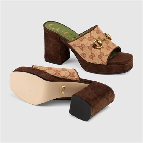Shop The Gg Mid Heel Platform Slide Sandal In Beige At Guccicom Enjoy