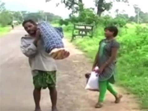 Odisha Denied A Mortuary Van Man Carries Wifes Body On Shoulders