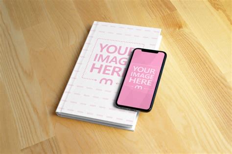 Download iPhone X and Hardcover Book Mockup Generator - Mediamodifier