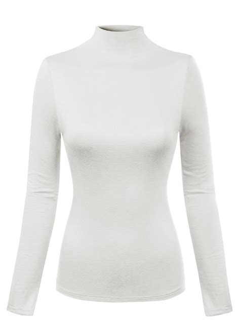 made by olivia women s mock neck long sleeve turtleneck slim fit sweater top off white l