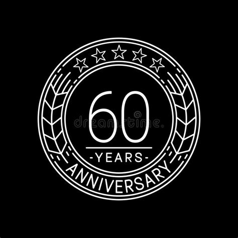 60 Years Anniversary Celebration Logo Template 60th Line Art Vector