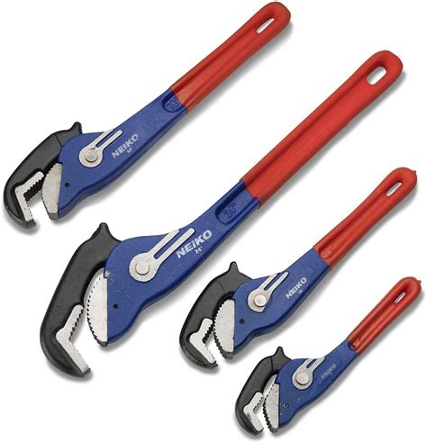 Neiko 03412a Self Adjusting Pipe Wrench Set With Cast Iron Body And Cr