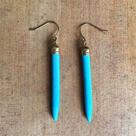 Turquoise Spike Earrings Turquoise Point Jewelry Turquoise Etsy