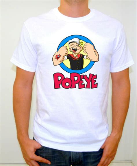 Popeye Retro Cartoon White T Shirt Adult Size Medium Ebay