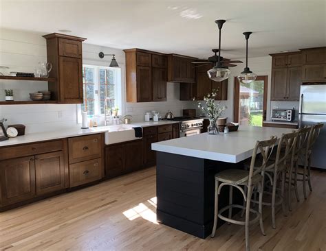 Shaker style quarter sawn oak kitchen cabinets. Non-white kitchen | quarter sawn oak cabinets | black ...