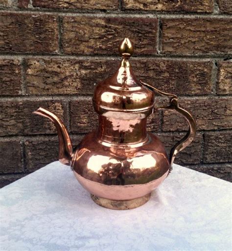 Vintage Middle Eastern Copper Large Teapot Copper Over Brass Etsy