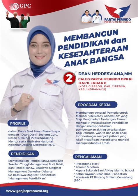 DEAN HERDESVIANA MM CALEG PARTAI PERINDO DPR RI DAPIL JABAR 8 KOTA