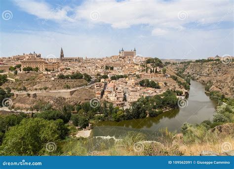 A View Of Beautiful Medieval Toledo Spain Stock Image Image Of Hill