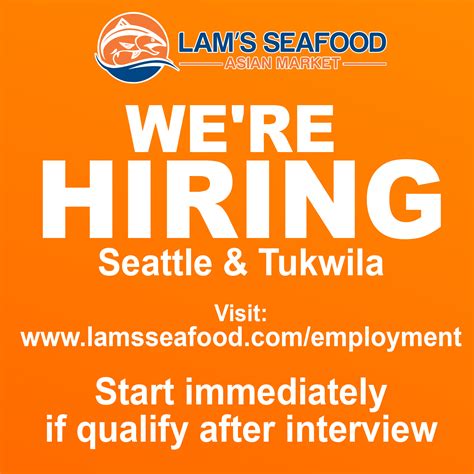 We Are Hiring For Both Seattle And Lams Seafood Market Facebook