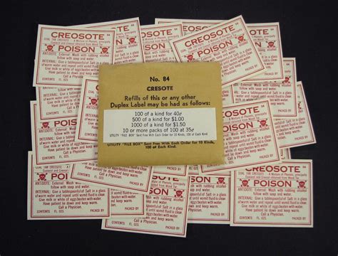 Envelope With 24 Old Creosote Poison Bottle Labels Obsolete Etsy